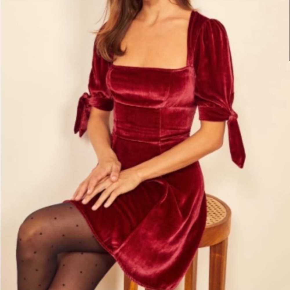 Reformation Cambrie Dress in Red Velvet